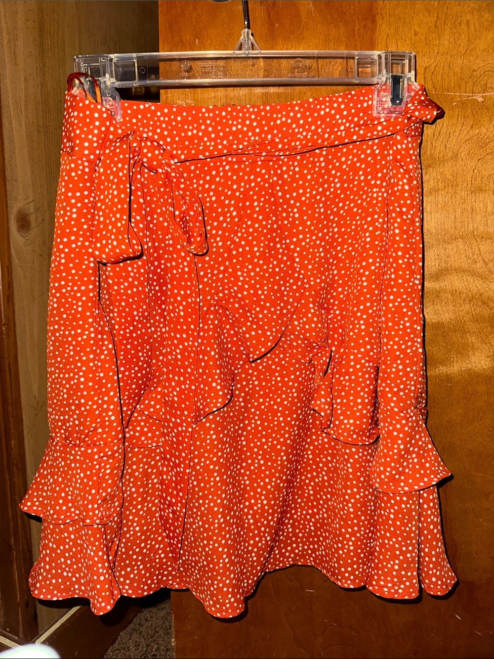 Altar'd State Orange Polka Dot Ruffle Mini Skirt